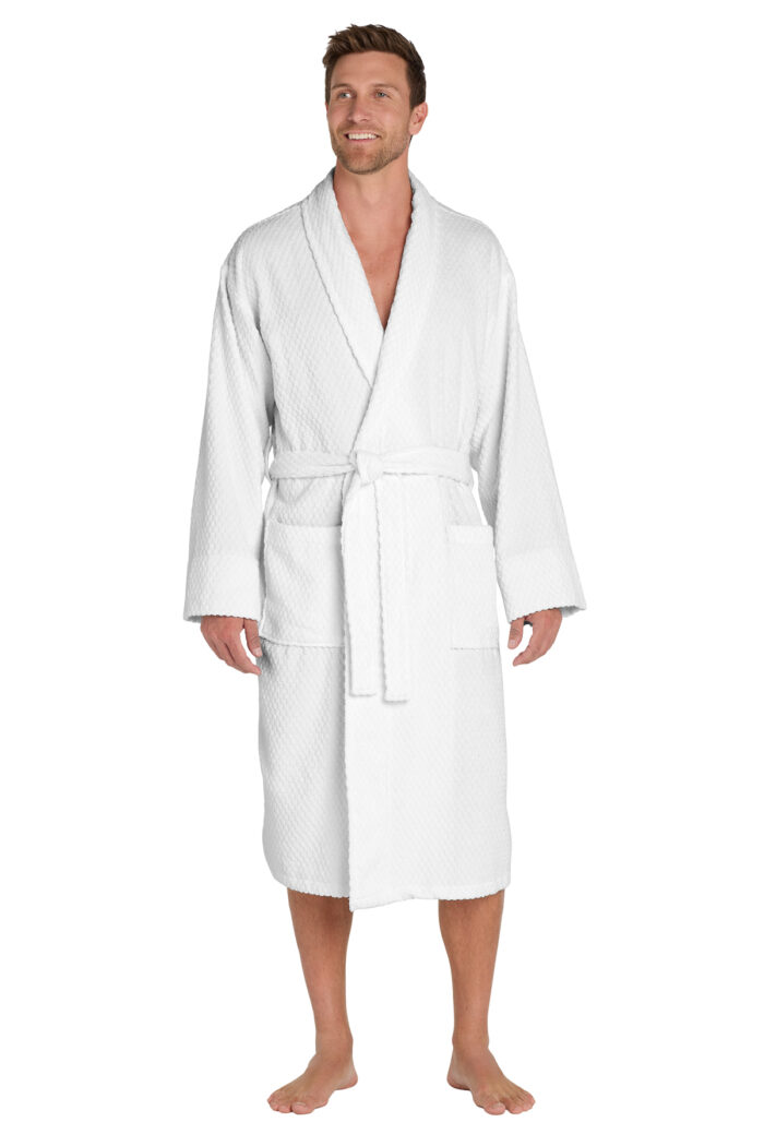 Checkered Terry Shawl Collar Robe – Luxury Yacht Spa & Guest Robe - Image 4